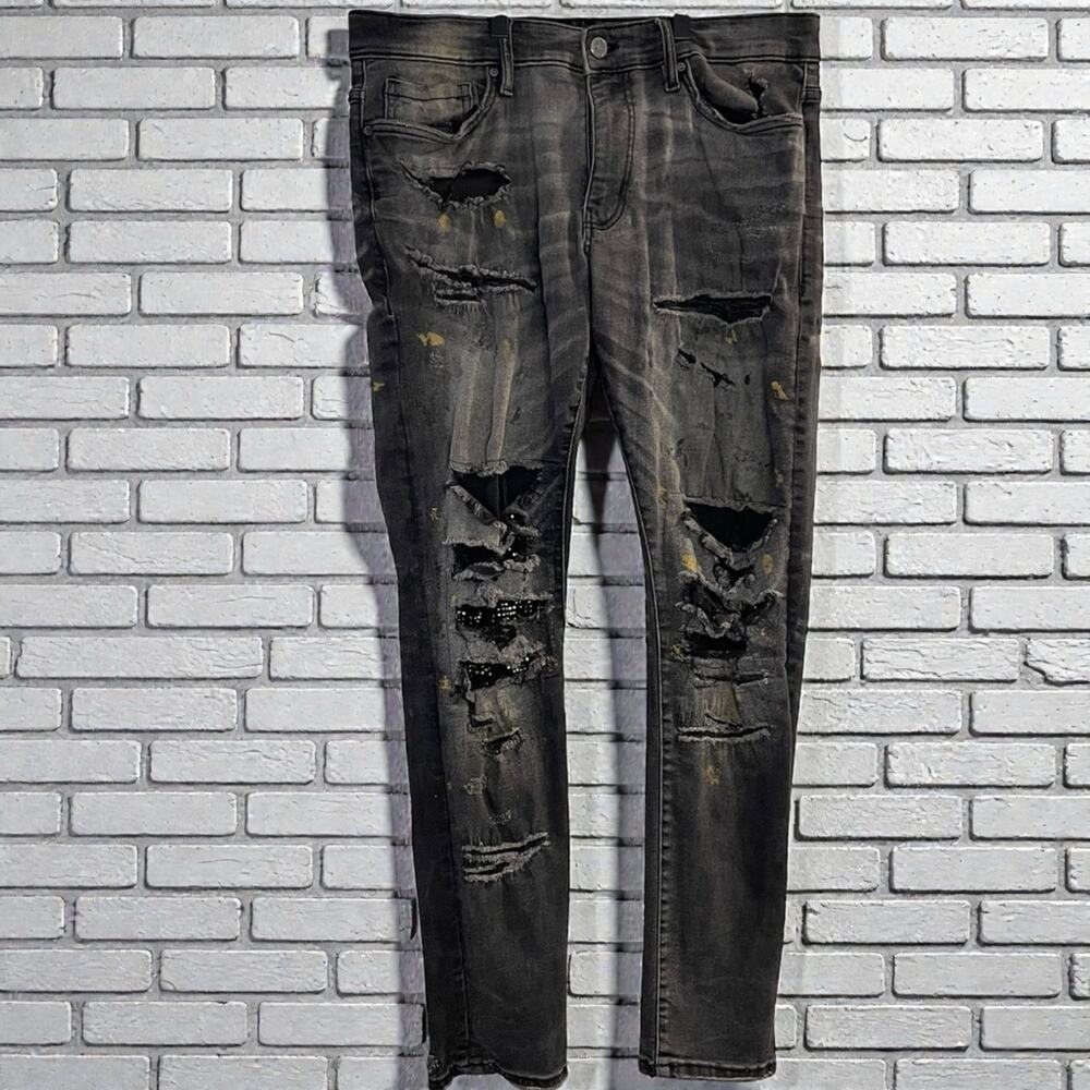Legacy Edition Sean 36x32 Distressed Skinny Jeans Y2K Grunge Streetwear